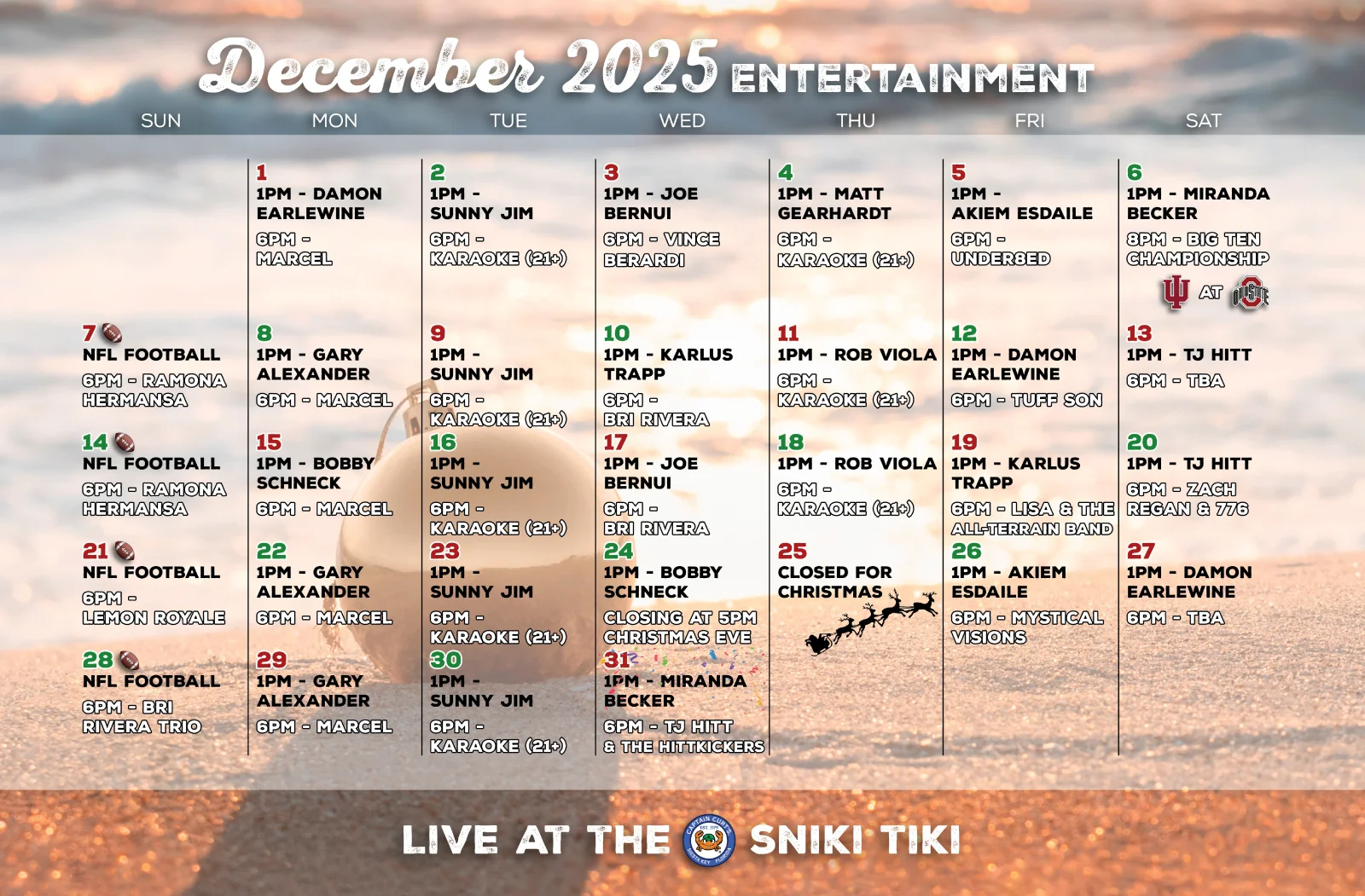 December 2025 Music Calendar