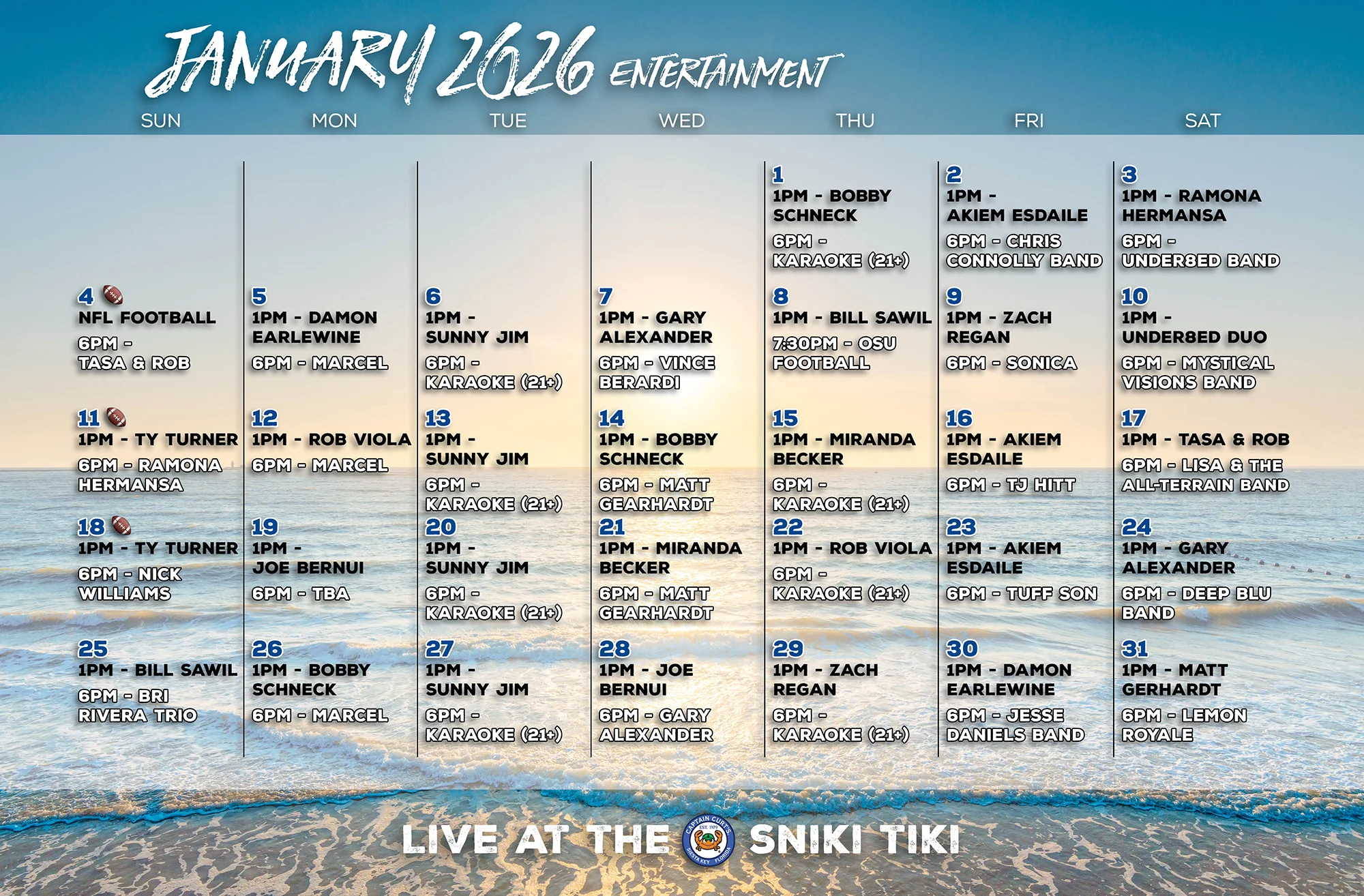 January 2026 Calendar Update3 January 2026 Calendar Update3