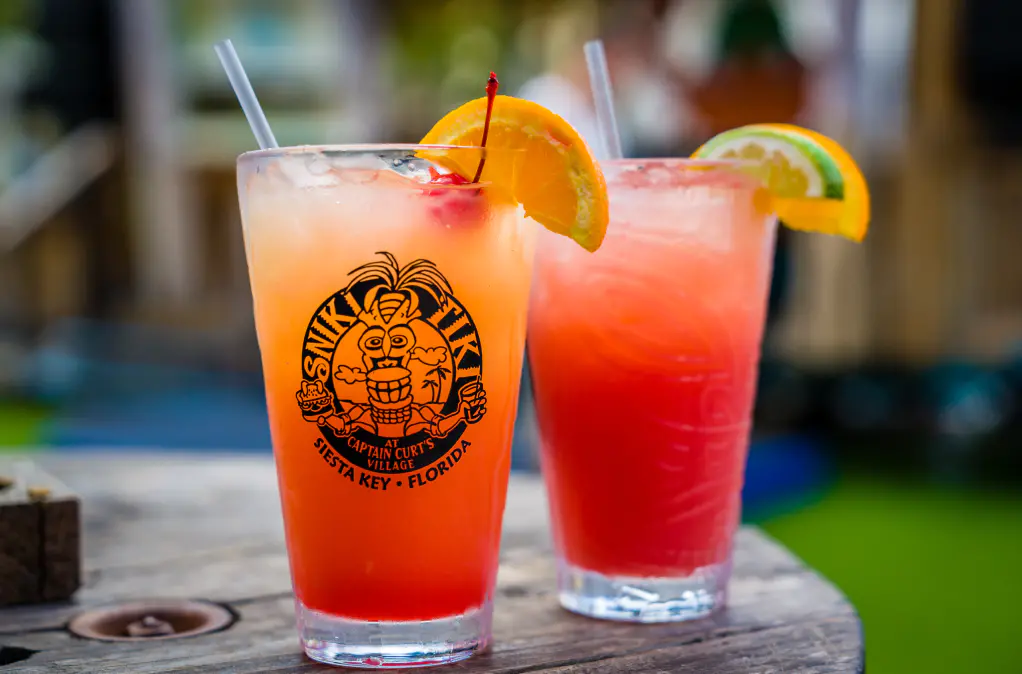 Frozen Daiquiris at Captain Curt’s Siesta Key World famous daiquiris served at Sniki Tiki Bar in Siesta Key