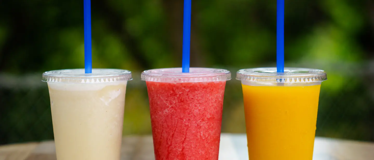 Frozen Cocktail in Siesta Key Beach Bar Colorful frozen cocktails served at a beach bar in Siesta Key Florida
