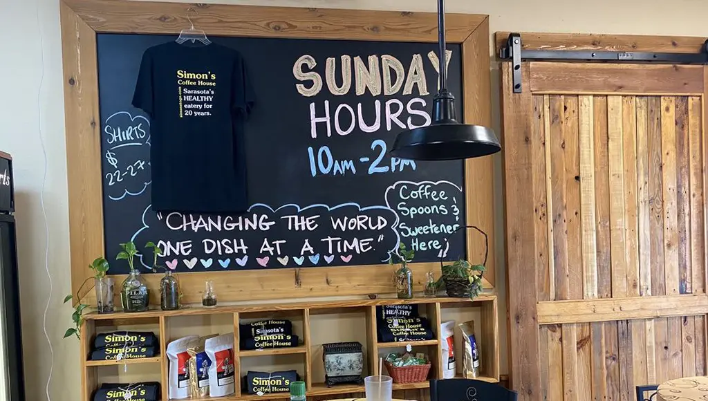 Siesta Key Daiquiri Restaurant Interior Interior of a daiquiri restaurant in Siesta Key with chalkboard menu and seating area